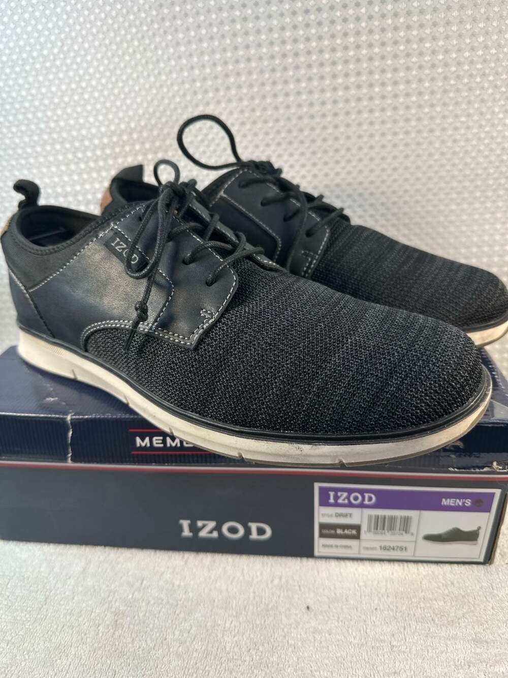 IZOD Drift Men's Black Knit Memory Foam Oxford Casual Sneakers